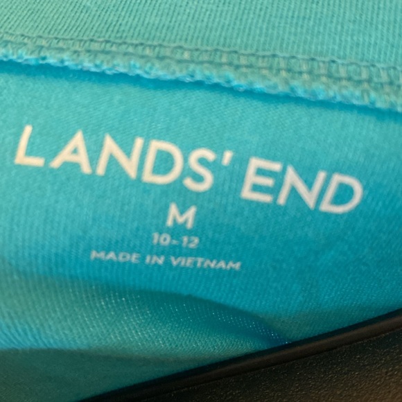 Lands End Jersey Style Chic Aqua Blue Sleeveless Dress with White Embroidery M - Picture 2 of 8